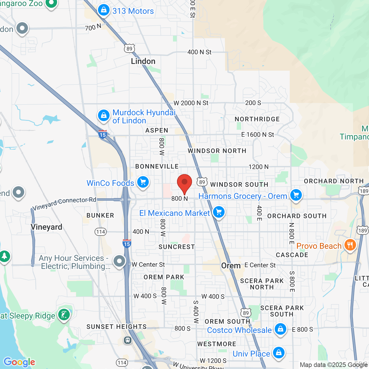 Google map image of our location in 480 West 800 North Orem, UT