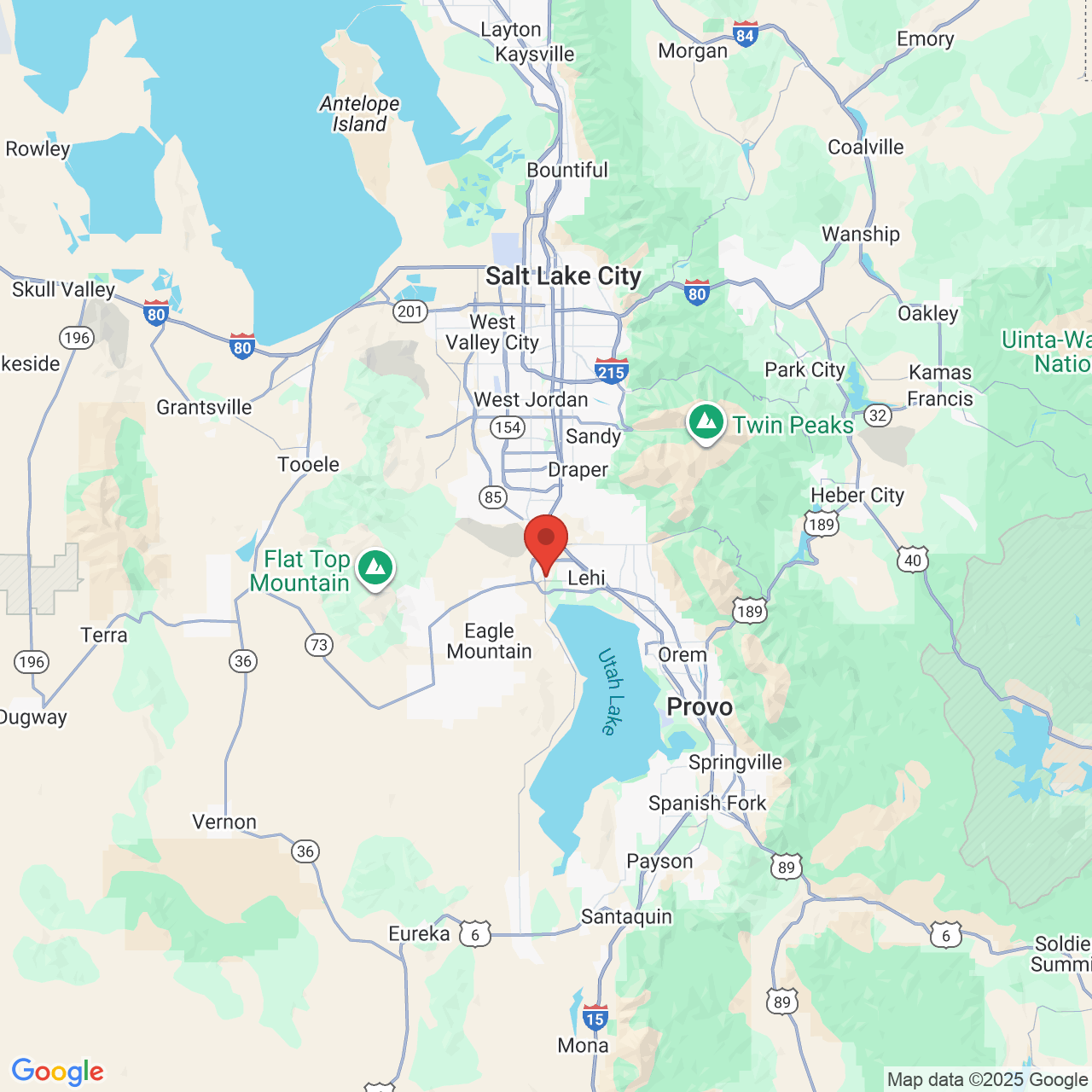 Google map image of our location in 1528 North Commerce Dr Saratoga Springs, UT